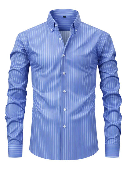 Herren Slim Fit Streifen Knopfhemd