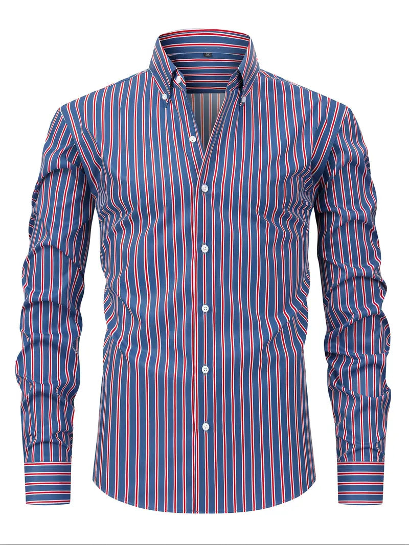 Herren Slim Fit Streifen Knopfhemd