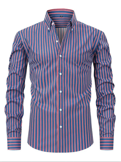 Herren Slim Fit Streifen Knopfhemd