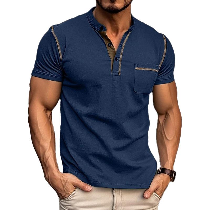 Herren Henley Kurzarmshirt Kontrastbesatz