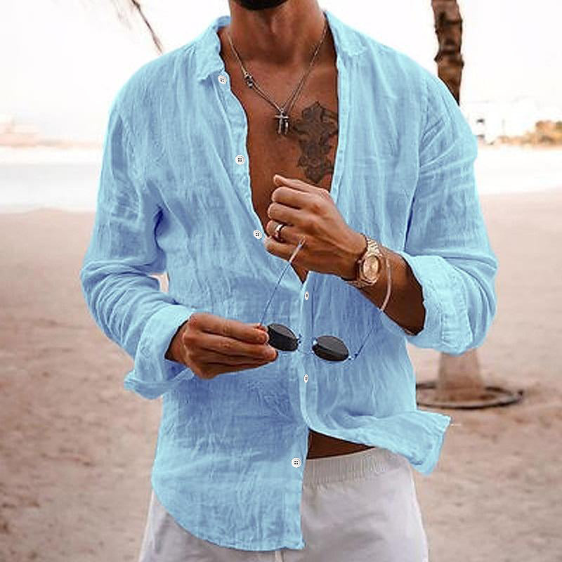 Herren Strandhemd Relaxed Fit Knopfhemd