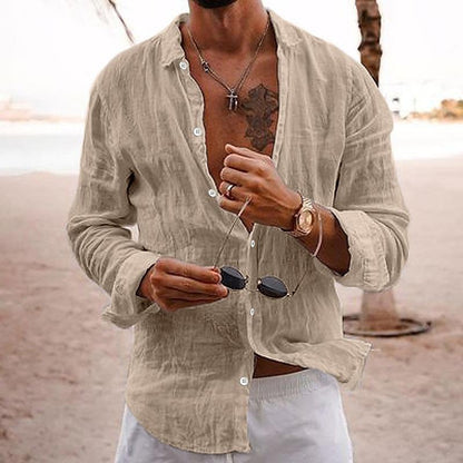 Herren Strandhemd Relaxed Fit Knopfhemd
