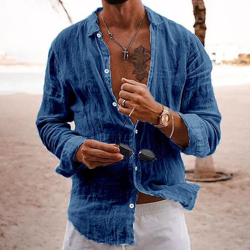 Herren Strandhemd Relaxed Fit Knopfhemd