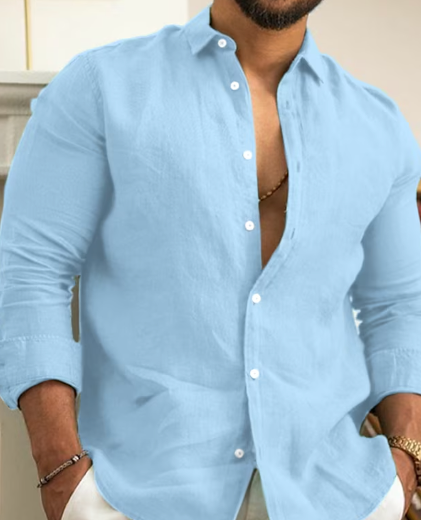 Herren Slim Fit Freizeitshirt mit Knopfleisten