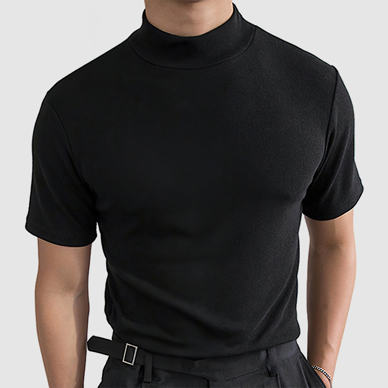 Herren Stehkragen T-Shirt Kurzarm Weiss - Norvielle