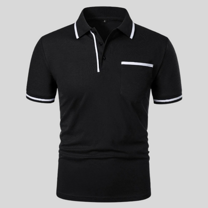Valentin Herren Polohemd Mit Kontrastbesatz Taschen Weiß