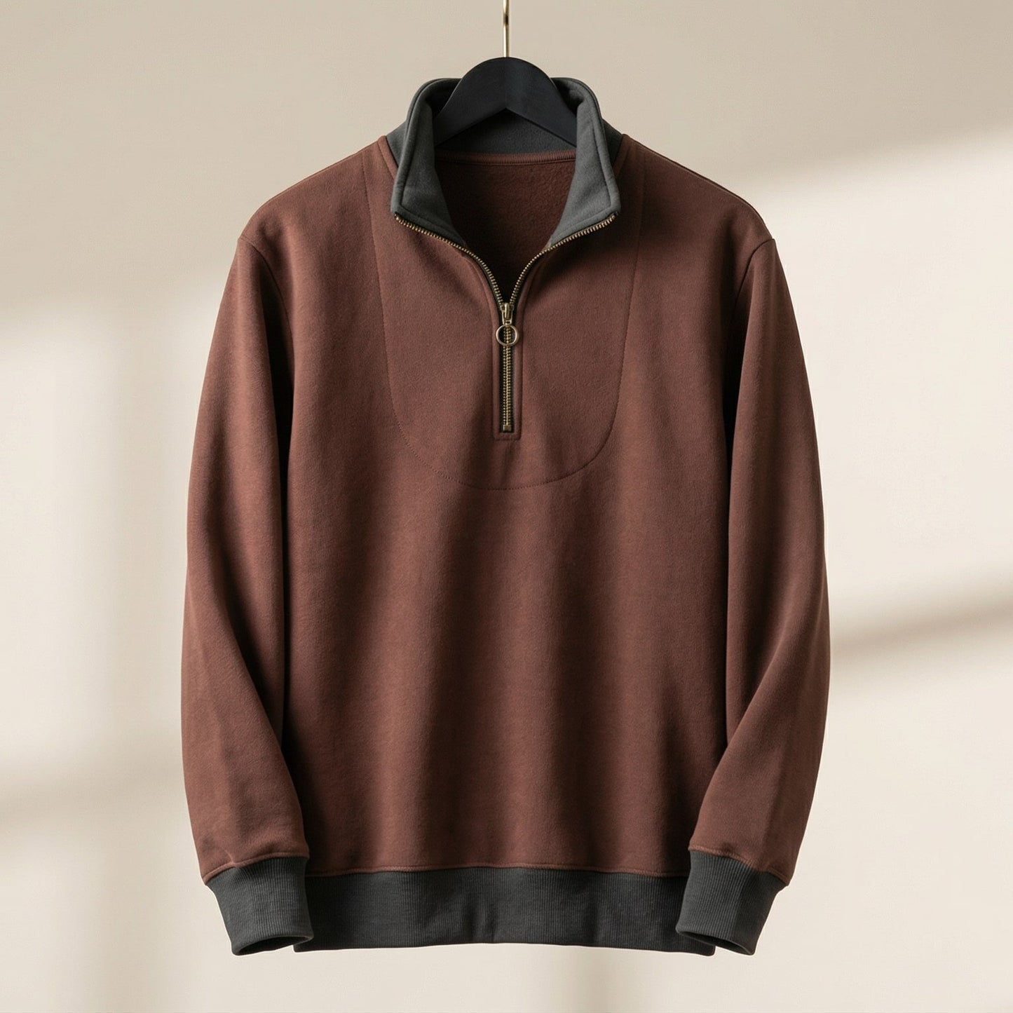 Herren Pullover Kontrastbesatz Halbzippverschluss - Norvielle