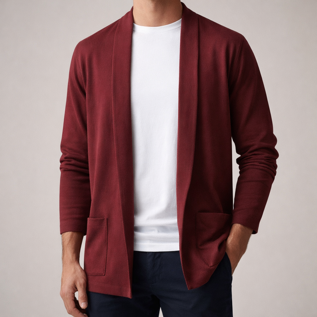 Herren Strickjacke Offen mit Taschen