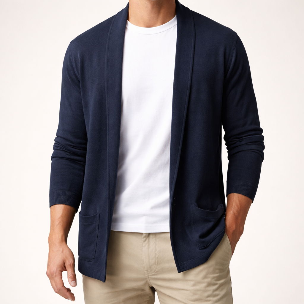 Herren Strickjacke Offen mit Taschen