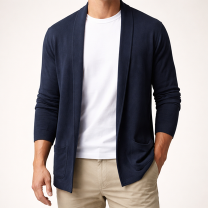 Herren Strickjacke Offen mit Taschen
