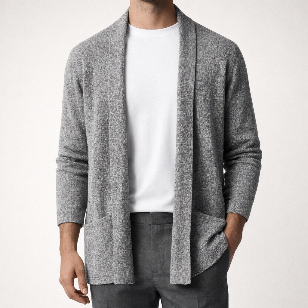 Herren Strickjacke Offen mit Taschen - Norvielle