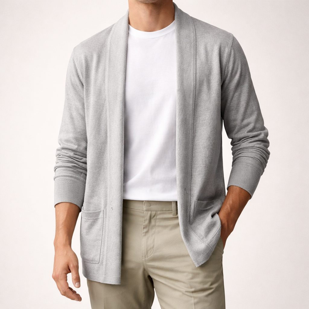 Herren Strickjacke Offen mit Taschen