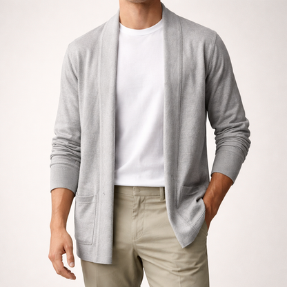 Herren Strickjacke Offen mit Taschen