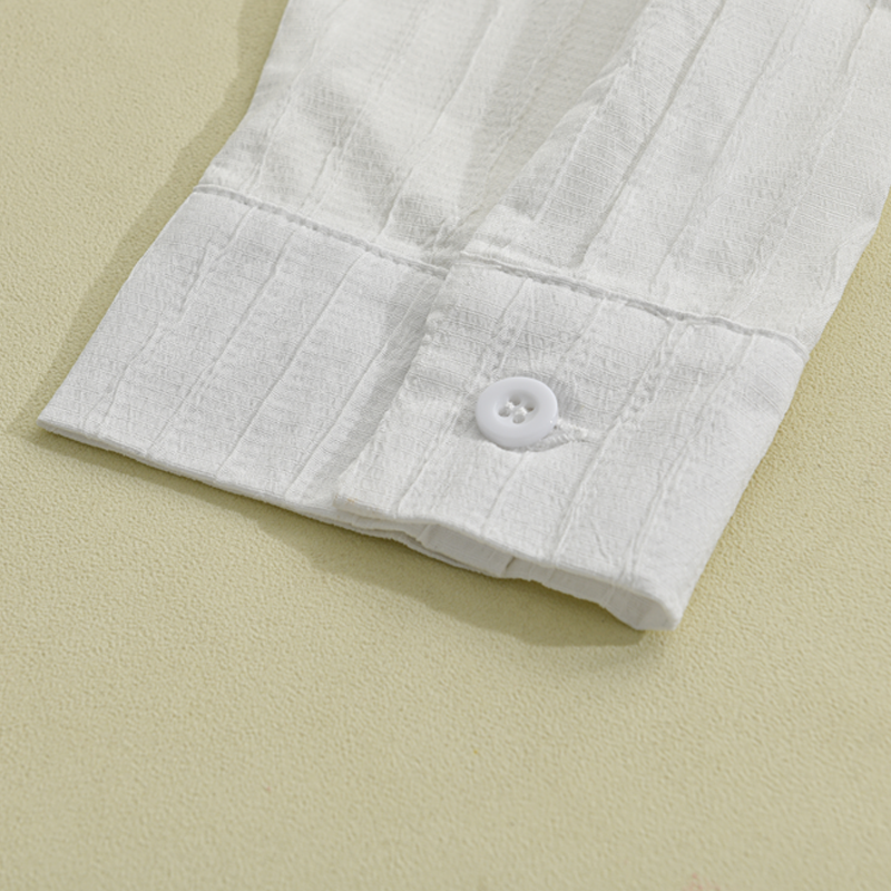 Herren Slim Fit Knopfhemd Gerippt Weiß