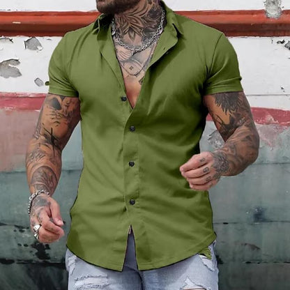Herren Slim Fit Kurzarm Knopfhemd