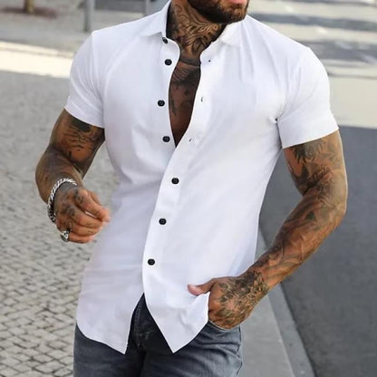 Herren Slim Fit Kurzarm Knopfhemd