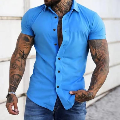 Herren Slim Fit Kurzarm Knopfhemd