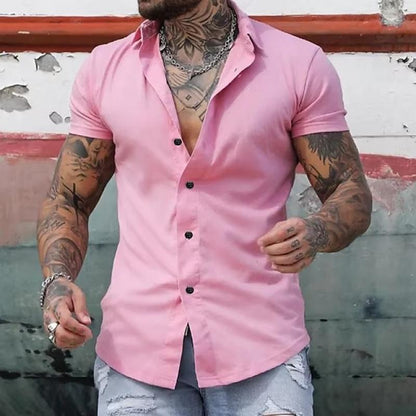 Herren Slim Fit Kurzarm Knopfhemd