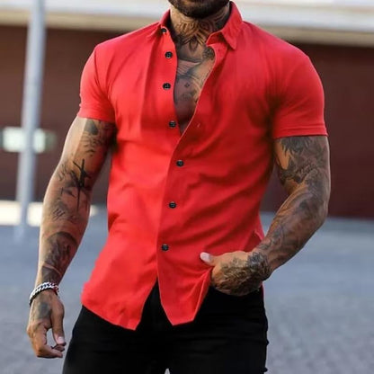 Herren Slim Fit Kurzarm Knopfhemd