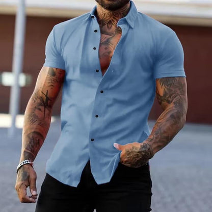 Herren Slim Fit Kurzarm Knopfhemd