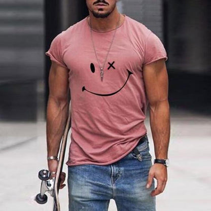 Herren Grafik T-Shirt Kurzarm Smiley weiß