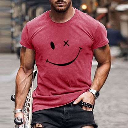 Herren Grafik T-Shirt Kurzarm Smiley weiß