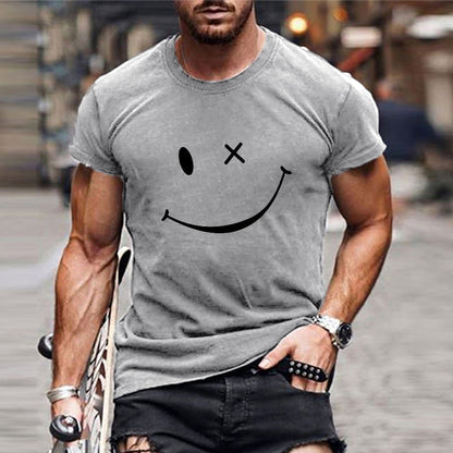Herren Grafik T-Shirt Kurzarm Smiley weiß