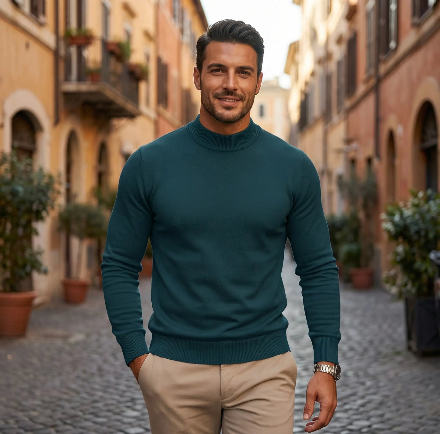 Valentin Herren Langarm-Shirt Mock-Neck