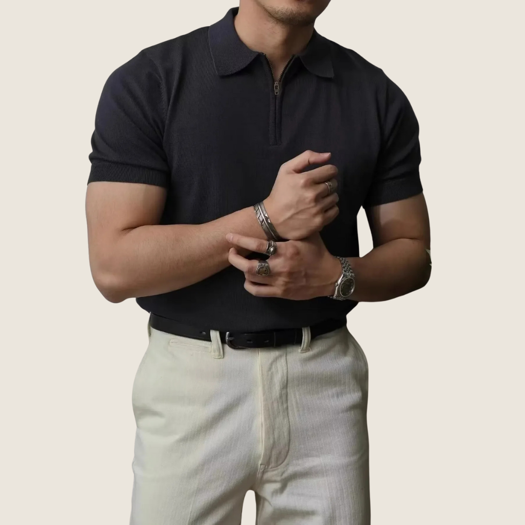 Herren Polohemd Minimal Reißverschlusskragen Vincent - Norvielle