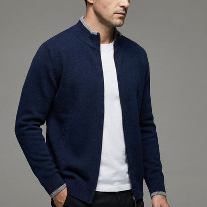Herren Strickjacke Mit Reißverschluss Stehkragen