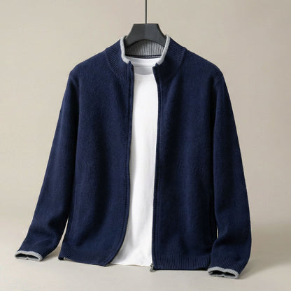 Herren Strickjacke Mit Reißverschluss Stehkragen