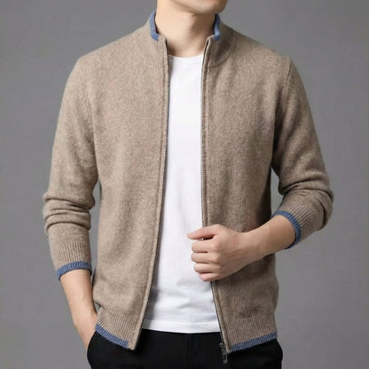 Herren Strickjacke Mit Reißverschluss Stehkragen