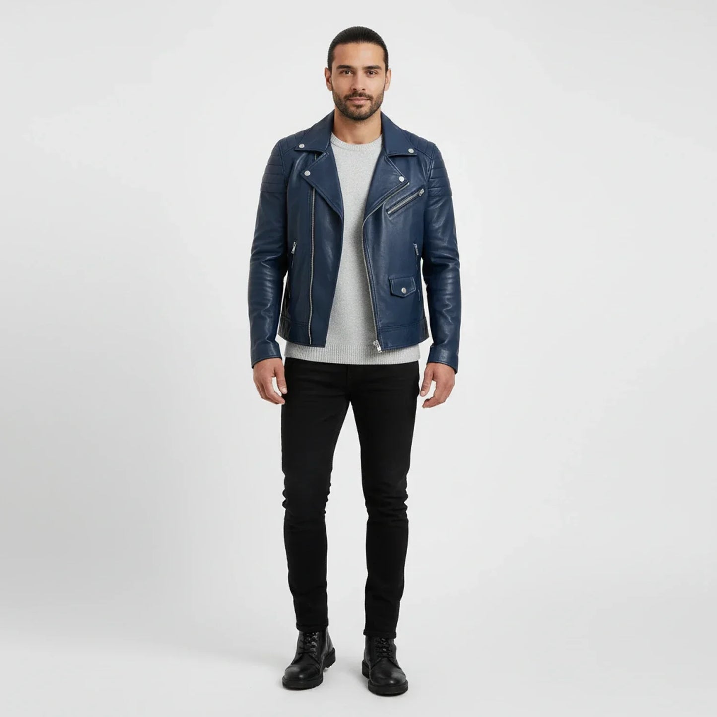Herren Lederjacke Winter Zip-Up