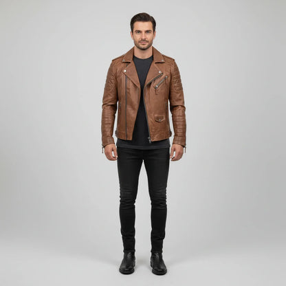 Herren Lederjacke Winter Zip-Up
