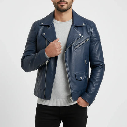 Herren Lederjacke Winter Zip-Up