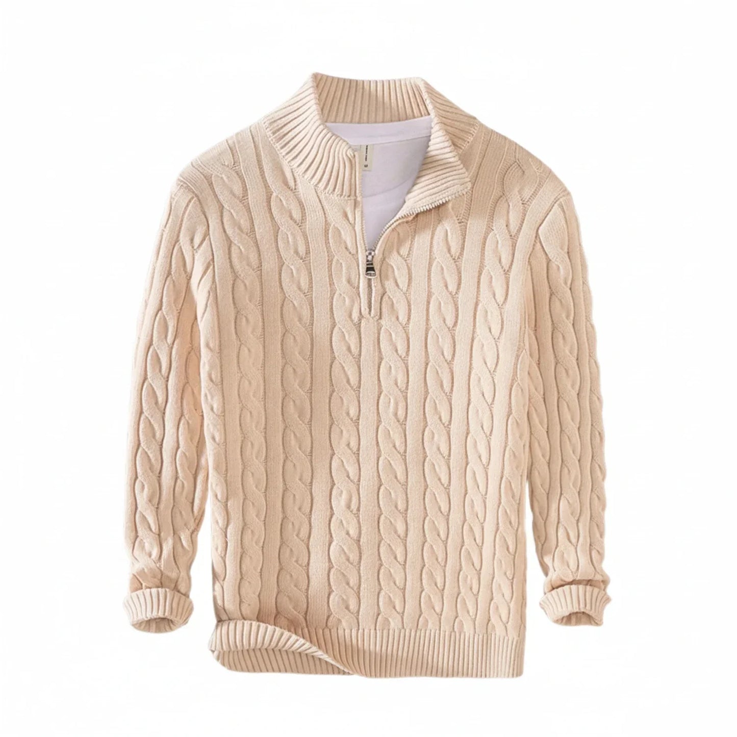 Herren Zopfmuster Pullover Halbzipper