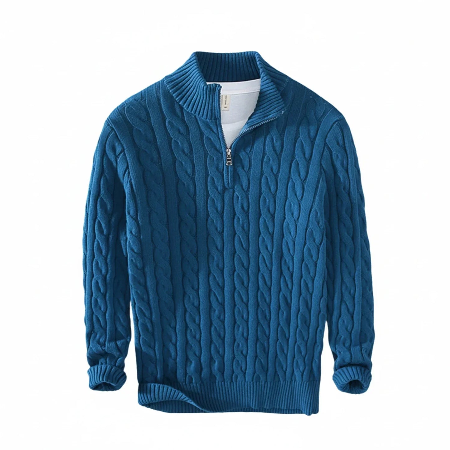 Herren Zopfmuster Pullover Halbzipper
