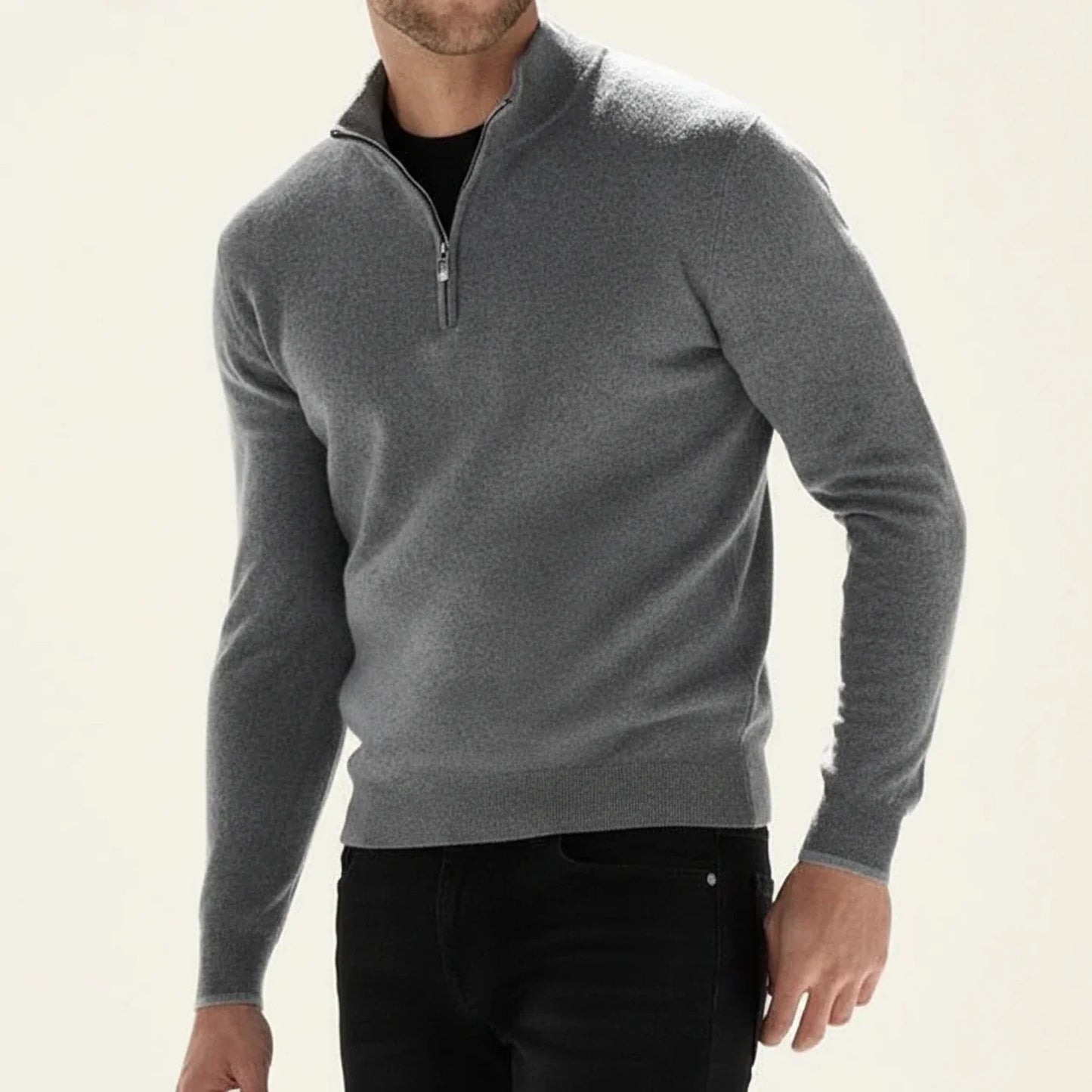 Herren Langarmpullover Halbzipp Reißverschluss