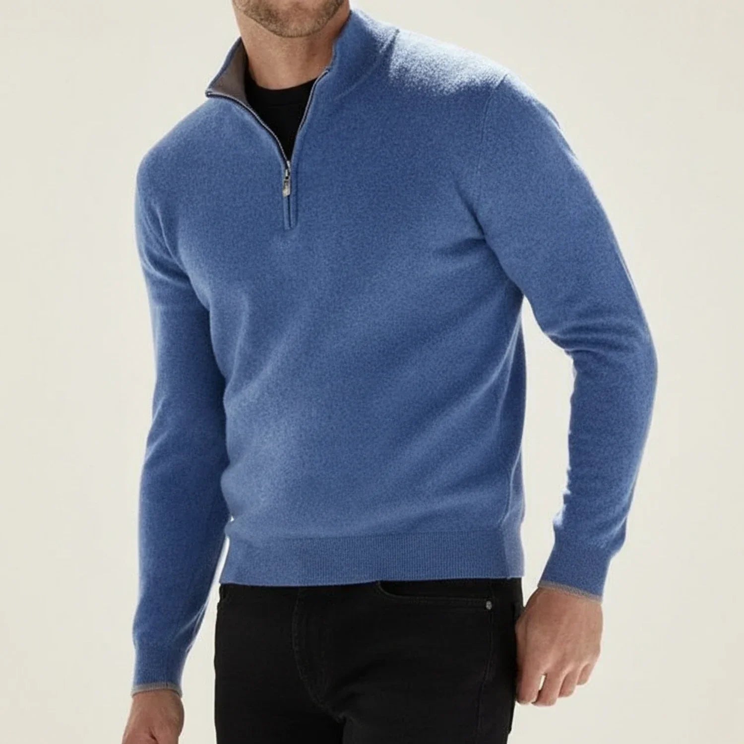Herren Langarmpullover Halbzipp Reißverschluss - Norvielle