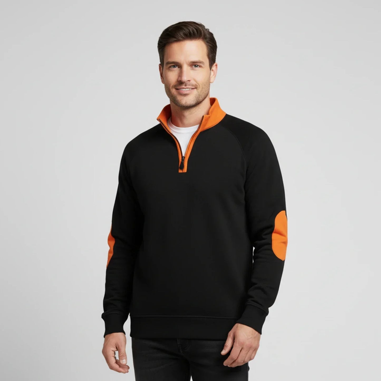 Herren Kontrastpullover Viertelreißverschluss