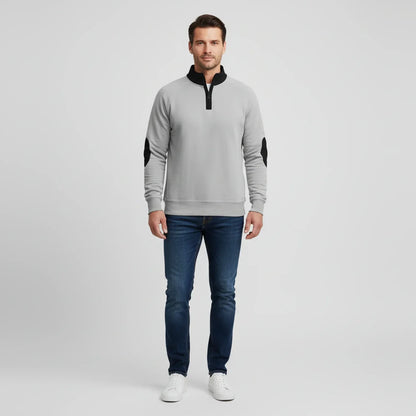 Herren Kontrastpullover Viertelreißverschluss