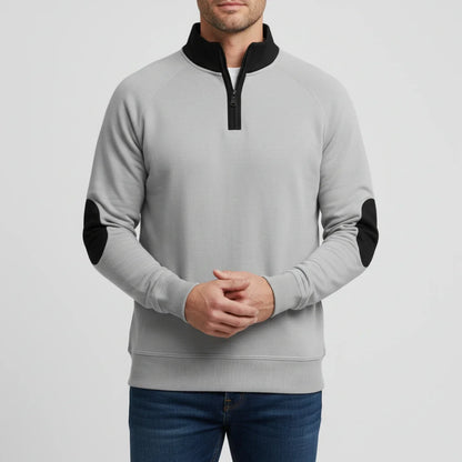Herren Kontrastpullover Viertelreißverschluss