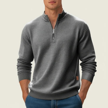 Herren Strukturierter Pullover Viertelreißverschluss - Norvielle
