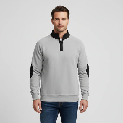 Herren Kontrastpullover Viertelreißverschluss