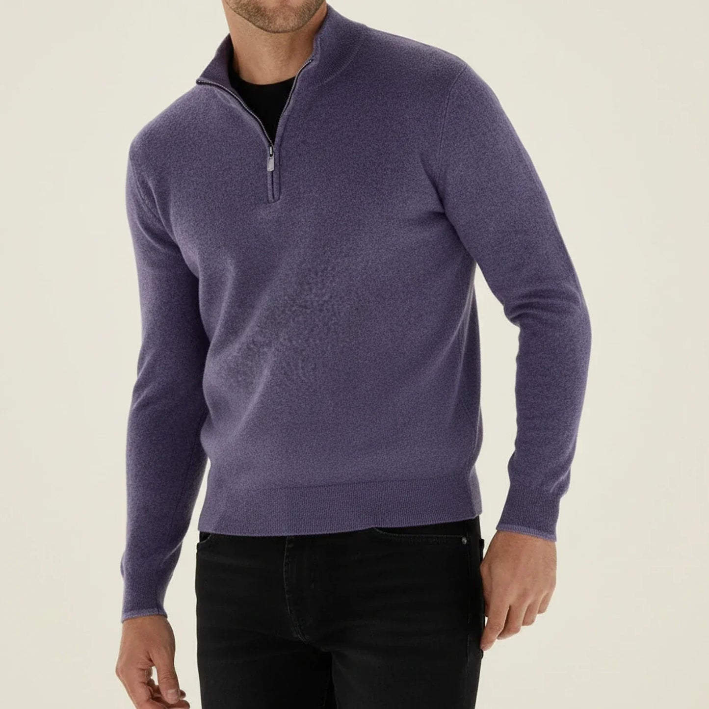 Herren Langarmpullover Halbzipp Reißverschluss