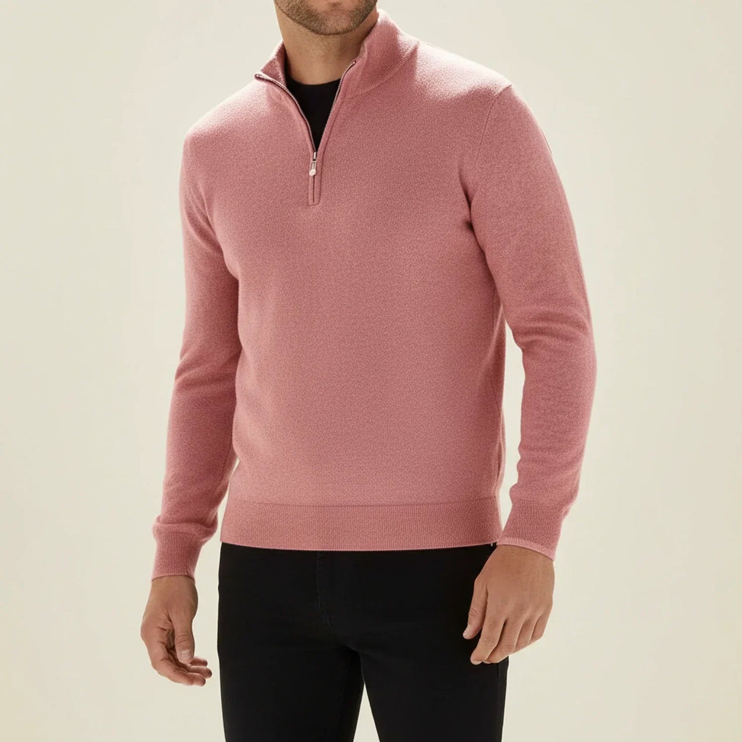 Herren Langarmpullover Halbzipp Reißverschluss
