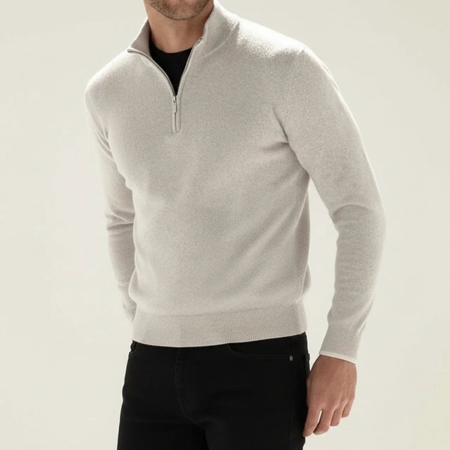Herren Langarmpullover Halbzipp Reißverschluss