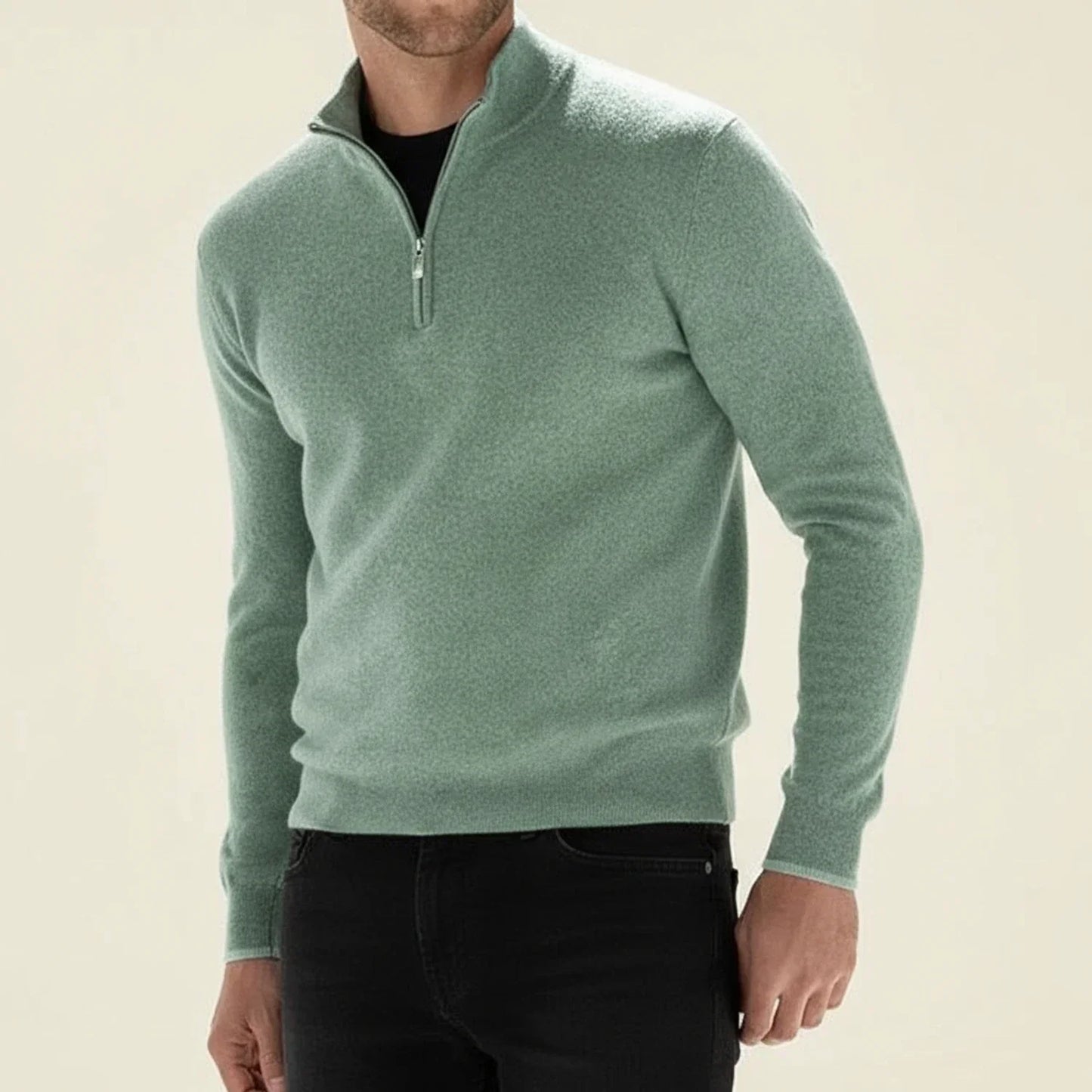 Herren Langarmpullover Halbzipp Reißverschluss