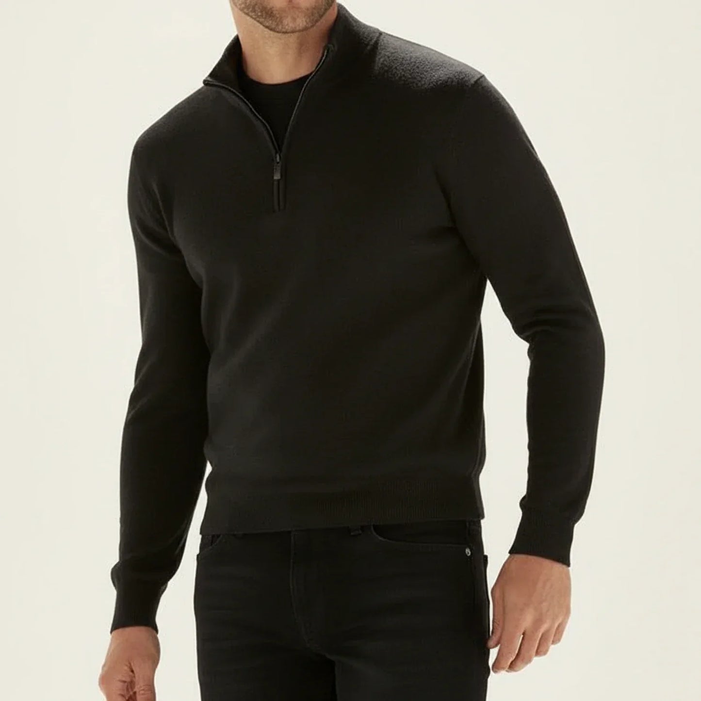 Herren Langarmpullover Halbzipp Reißverschluss