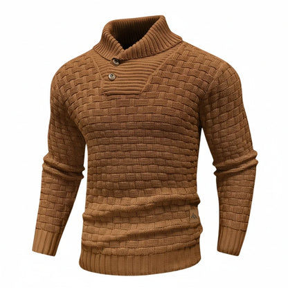 Herren Strickpullover Strukturiert Knopfkragen